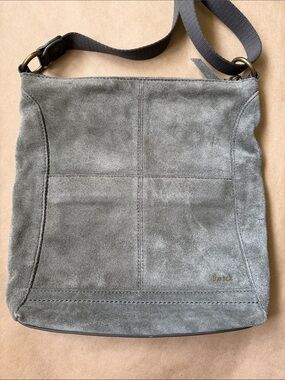 The Sak Lucia Sage Green Suede Crossbody Bag Adjustable Strap